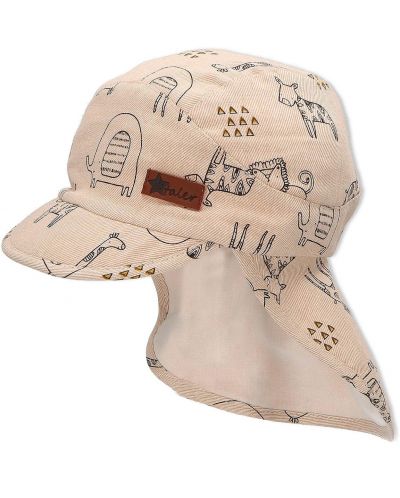 Pălărie de vară pentru copii cu protecție UV 50+ Sterntaler - Cu animale, 51 cm, 18-24 luni, bej - 1