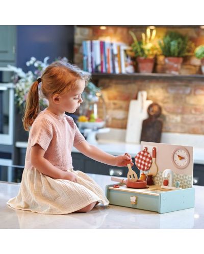 Bucătărie mini din lemn pentru copii Tender Leaf Toys - Cu accesorii - 4