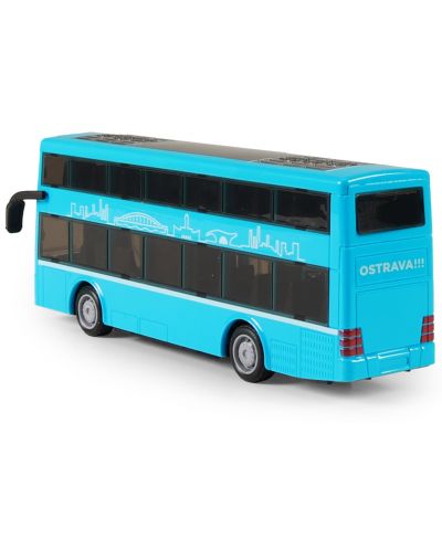 Jucărie pentru copii Rappa - Autobuz cu două etaje, 19 cm, albastru - 3