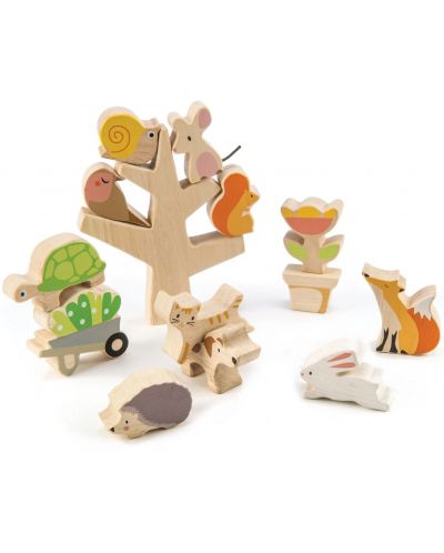 Tender Leaf Toys Joc de echilibru pentru copii din lemn - Prieteni în grădină - 1