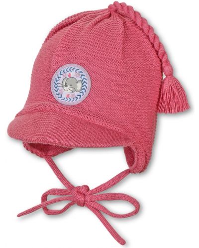 Pălărie tricotată pentru copii cu vizieră Sterntaler - Pentru fată, 45 cm, 6-9 luni, roz - 1