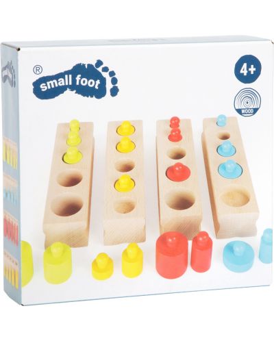 Joc pentru copii din lemn cu picior mic - Cilindri colorați - 9