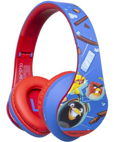 Căști pentru copii PowerLocus - P2 Kids Angry Birds, wireless, albastru/rosu - 1