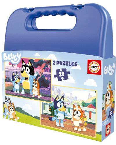 Puzzle pentru copii în servietă Educa de 2 x 20 piese - Bluey - 1