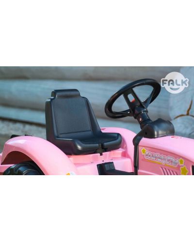 Tractor pentru copii Falk - Country star, Cu remorca si pedale, roz - 3