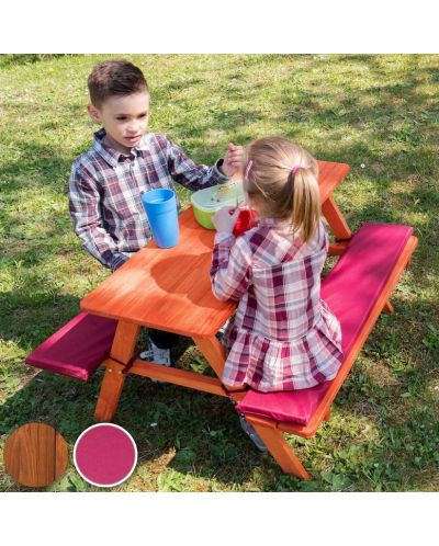 Masă de picnic din lemn pentru copii Ginger Home - Cu băncuță și perne moi - 7