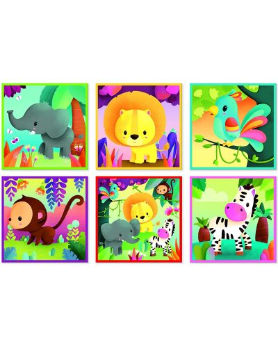 Cubulete pentru copii Janod Kubkid -Animale din jungla - 2