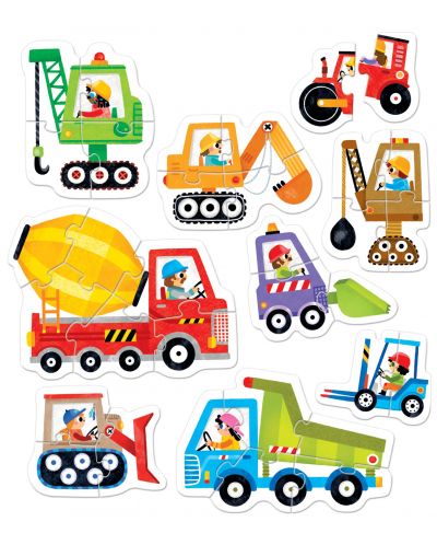 Puzzle pentru copii Banana Panda 9 în 1 - Vehicule de constructii - 2