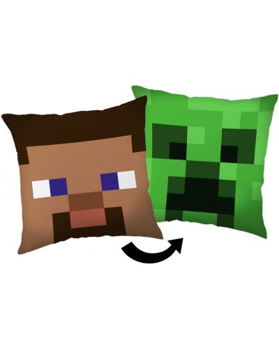 Pernă decorativă Cerda - Minecraft, Steve Creeper, față dublă - 1