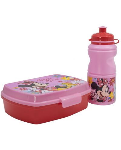 Set pentru copii Stor - Minnie Mouse, sticlă și cutie pentru mâncare - 1
