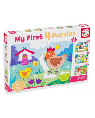 Puzzle pentru copii Educa 4 in 1 - Ferma mea - 1