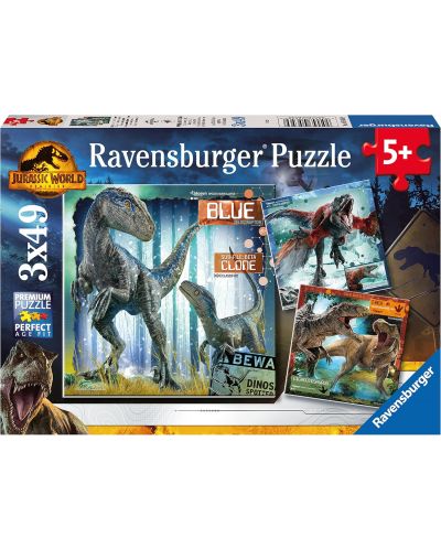 Puzzle pentru copii  Ravensburger 3 x 49 piese - Lordul Lumii Jurassic - 1