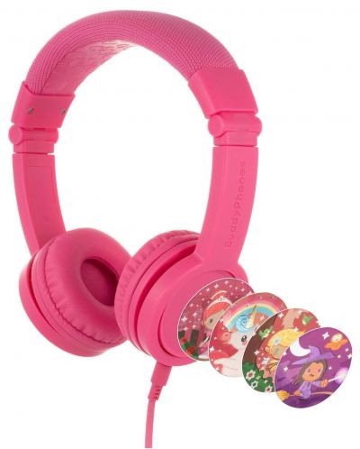 Căști pentru copii  cu microfon BuddyPhones - Explore+, roz - 1