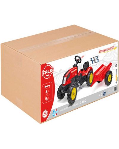 Tractor pentru copii Falk, cu remorca si pedale, rosu - 3