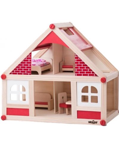 Casa de păpuși mică pentru copii Woody cu accesorii  - 1