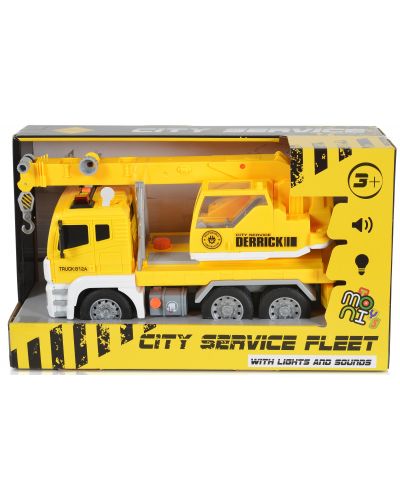 Jucărie pentru copii Moni Toys - Camion cu macara și cârlig, galben, 1:12 - 1