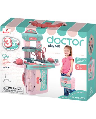 Set de joaca pentru copii Buba - Little Doctor, albastru-roz - 4