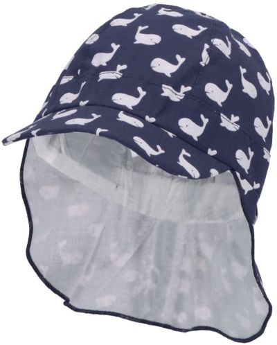 Palarie pentru copii cu vizor si protectie UV 50+ Sterntaler - Cu balene, 47 cm, 9-12 luni - 1