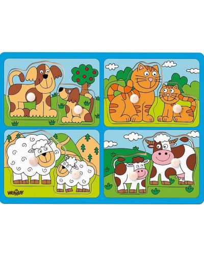 Puzzle pentru copii Woody cu manere - Animalele de companie - 1