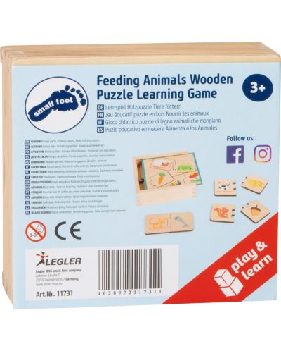 Puzzle din lemn pentru copii Picior mic - Animale de hrănit, 20 de piese - 6