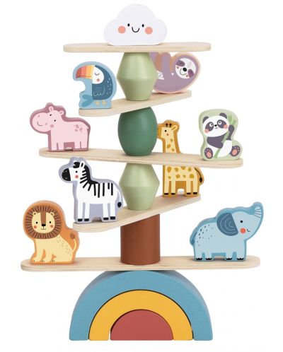 Joc de lemn pentru copii Tooky Toy - Animals, pentru echilibru - 3