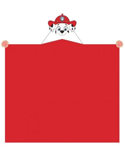 Pătură pentru copii cu glugă 3D Sonne - Marshall Paw Patrol, 110 x 140 cm, roşie - 1