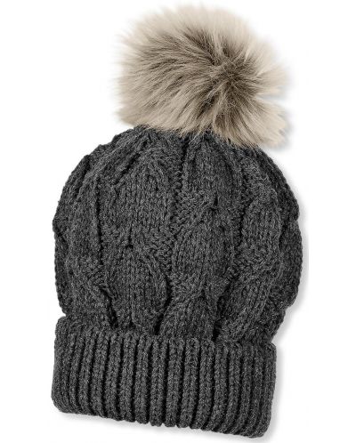 Pălărie tricotată pentru copii cu ciucuri Sterntaler - 53 cm, 2-4 ani, gri închis - 1