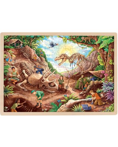 Puzzle din lemn pentru copii Goki - Fosile de dinozauri, 96 de piese - 1