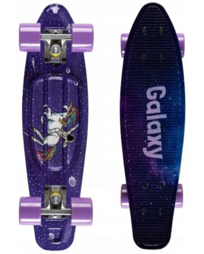 Skateboard pentru copii Qkids - Galaxy, unicorn mov - 1