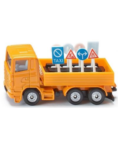 Jucarie pentru copii Siku - Road Main Lorry, cu 8 indicatoare rutiere - 2