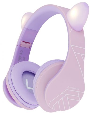 Casti pentru copii PowerLocus - P2, Ears, wireless, roz/ mov - 1