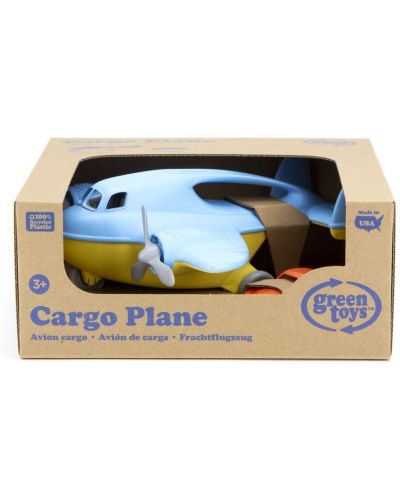 Jucarie pentru copii Green Toys - Avion cargo, cu masinuta, albastru - 3