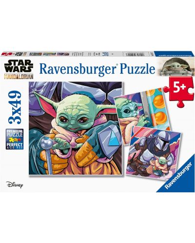 Puzzle pentru copii  Ravensburger 3 x 49 piese - The Mandalorian: Grogu Moments - 1