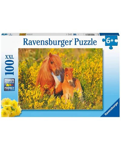 Puzzle pentru copii Ravensburger din 100 XXL piese -Ponei Shetland - 1