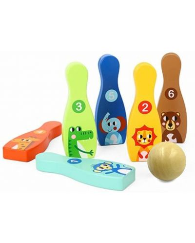 Jucărie de bowling din lemn pentru copii Tooky jucărie  - 3
