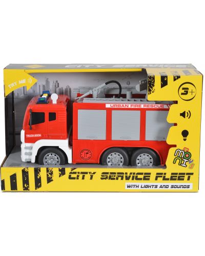 Jucărie pentru copii Moni Toys - Camion de pompieri cu pompă și scara, 1:12 - 1