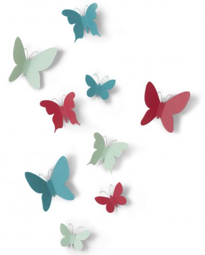 Decor pentru perete Umbra - Mariposa, 9 fluturi, multicolor - 1