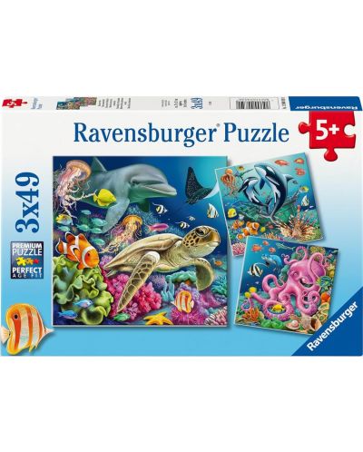 Puzzle pentru copii Ravensburger  3 x 49 piese - Sub apă - 1