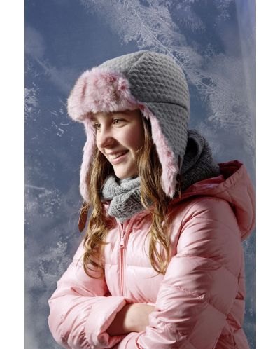 Căciulă de iarnă cu urechi cu căptușeală roz Sterntaler - 51 cm, 18-24 luni, gri - 2
