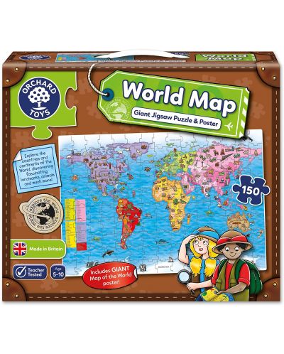 Puzzle pentru copii Orchard Toys - Harta lumii, 150 piese - 1