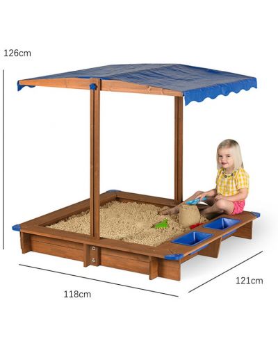 Cutie de nisip din lemn pentru copii Smart Baby - Cu copertină - 4