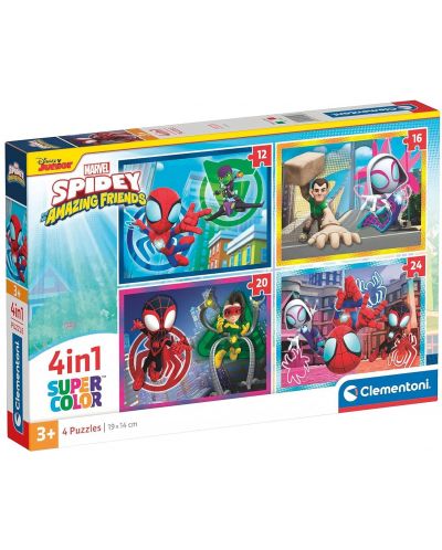 Puzzle pentru copii Clementoni 4 în 1 - Spidey și prietenii săi minunați - 1