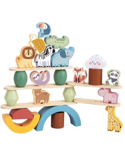 Joc de lemn pentru copii Tooky Toy - Animals, pentru echilibru - 5