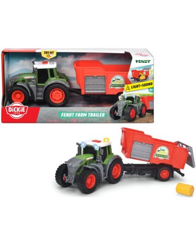 Jucarie Dickie Toys - Tractor cu remorca, remorca agricola Fendt - 1