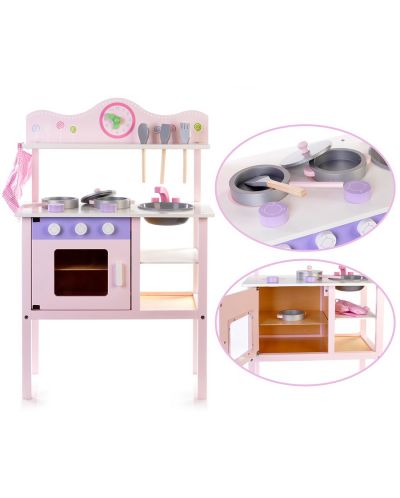 Bucătărie din lemn pentru copii Acool Toy - Roz - 2