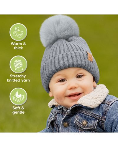 Pălărie de iarnă pentru copii KeaBabies - 6-36 luni, gri, 2 bucăți - 4