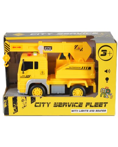 Jucărie pentru copii Moni Toys - Camion cu macara și cârlig, cu sunet și lumină, 1:20 - 1