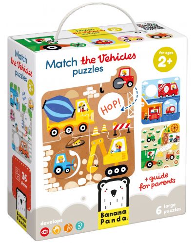 Puzzle pentru copii Banana Panda 6 în 1 - Conectează mijloacele de transport - 1