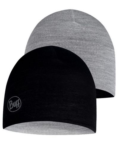 Pălărie pentru copii BUFF - Lightweight Merino Reversible hat, gri/negru - 1