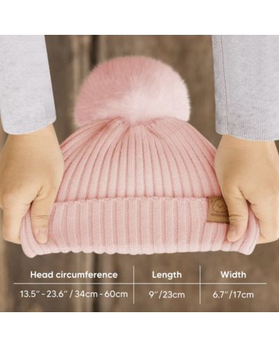 Pălărie de iarnă pentru copii cu pompon KeaBabies - 6-36 luni, roz, 2 buc. - 4